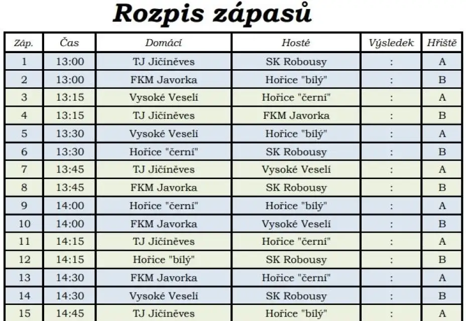 Turnaj školiček v Jičíněvsi
